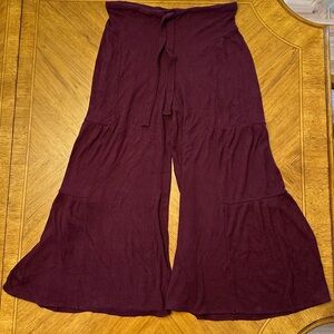 Free People Wide Leg Pants Women’s XS Plum Porter Ribbed